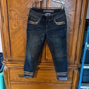 Hydraulic Dark Indigo Beaded Ankle cropped Jeans size 11/12